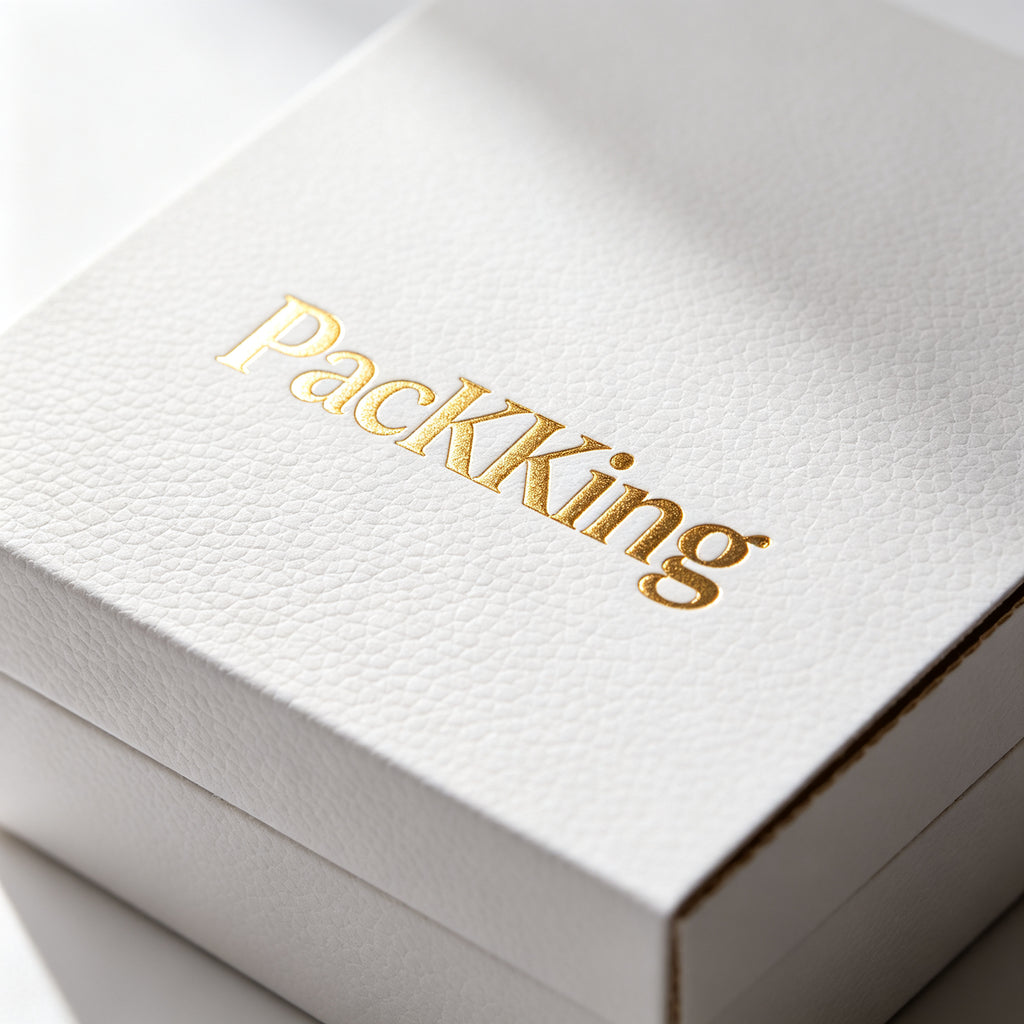 Luxury White Litchi Grain Rigid Gift Box | Gold Foil Logo Premium Packaging Box