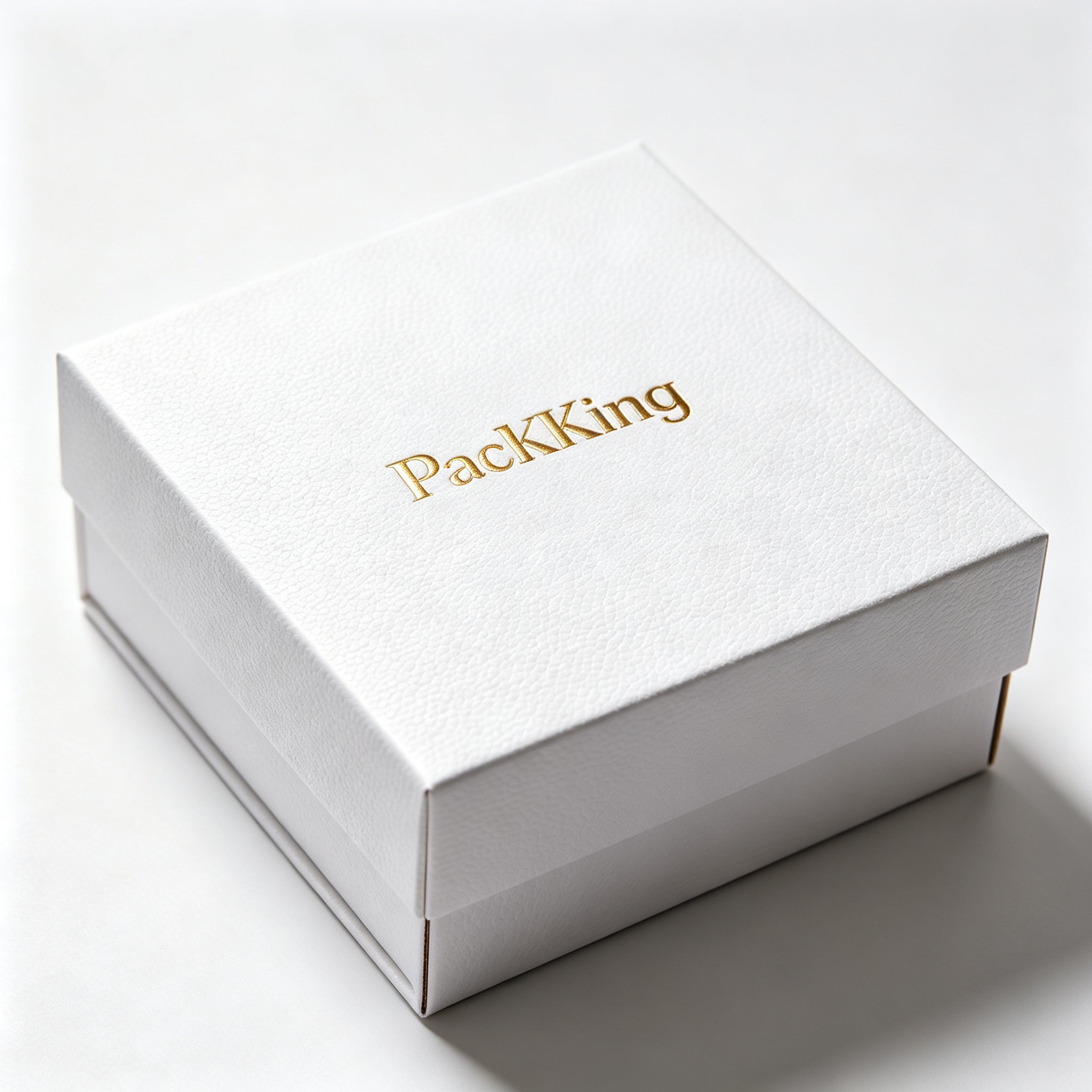 Luxury White Litchi Grain Rigid Gift Box | Gold Foil Logo Premium Packaging Box